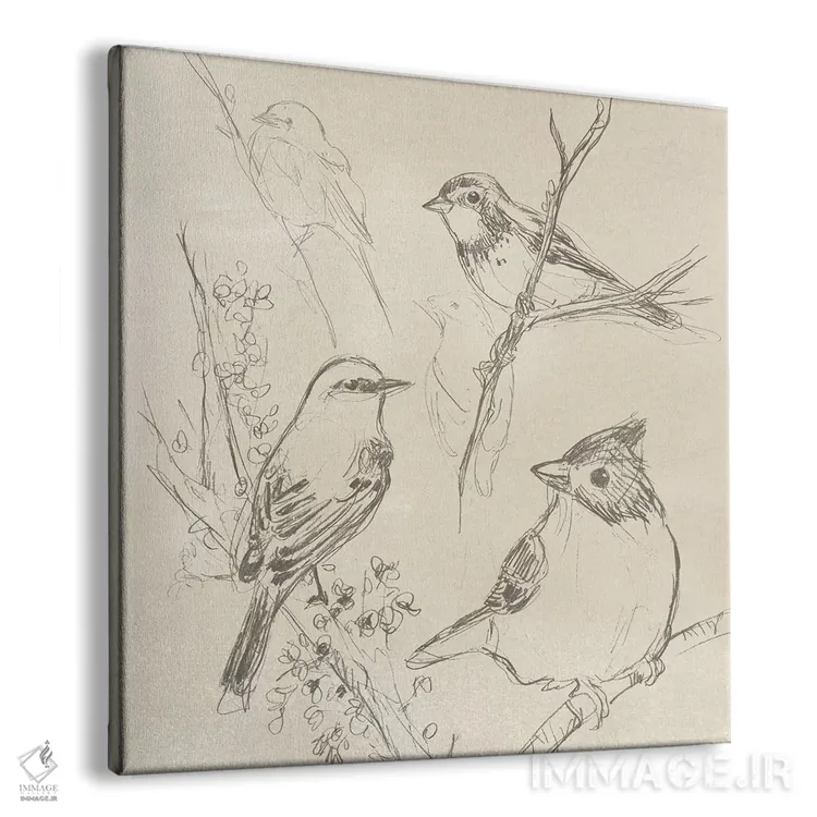 تابلو مدرن طرح پرنده آوازخوان قدیمی یکم اثر جون اریکا وس - نمای پرسپکتیو محصول
