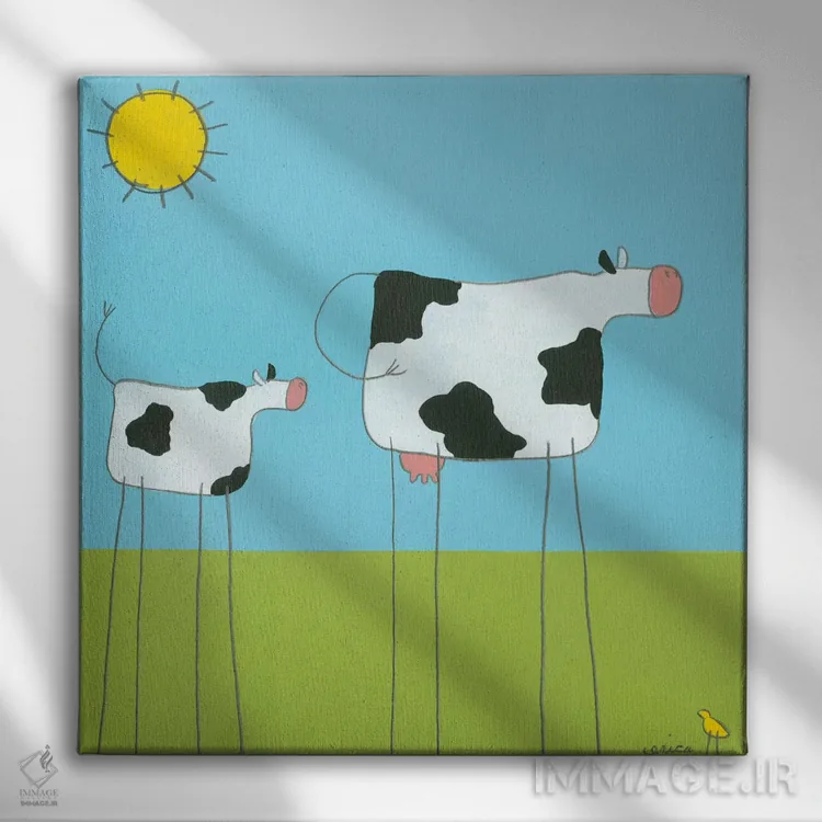 تابلو دکوراتیو گاو یکم اثر جون اریکا وس - نمای روبهرو روی دیوار