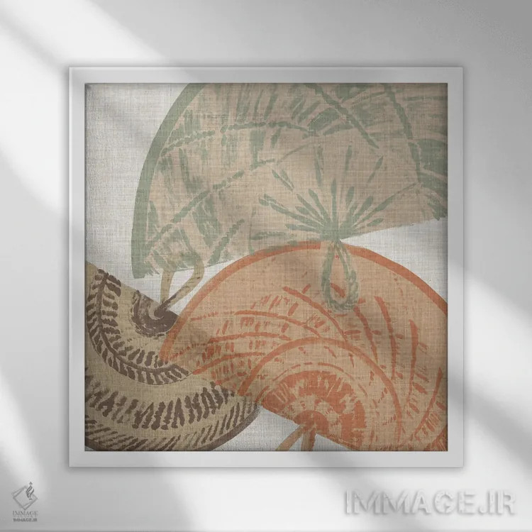 تابلو دکوراتیو پراکنده بادبزن ۱ اثر جون اریکا وس - نمای قابدار سفید