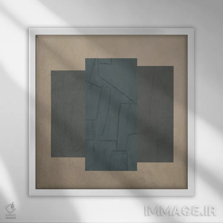 تابلو انتزاعی سنگ لوح نرم ۲ اثر جون اریکا وس - نمای قابدار سفید