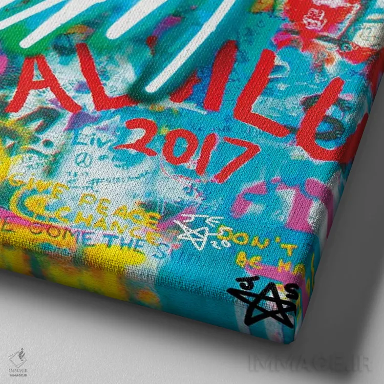 تابلو دکوراتیو مربع رویایی اثر جسیکا استمپل - نمای نزدیک بافت بوم