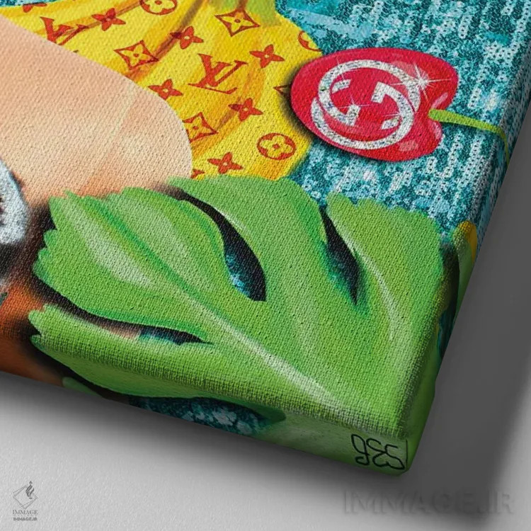 تابلو دکوراتیو باربی موزی ها اثر جسیکا استمپل - نمای نزدیک بافت بوم