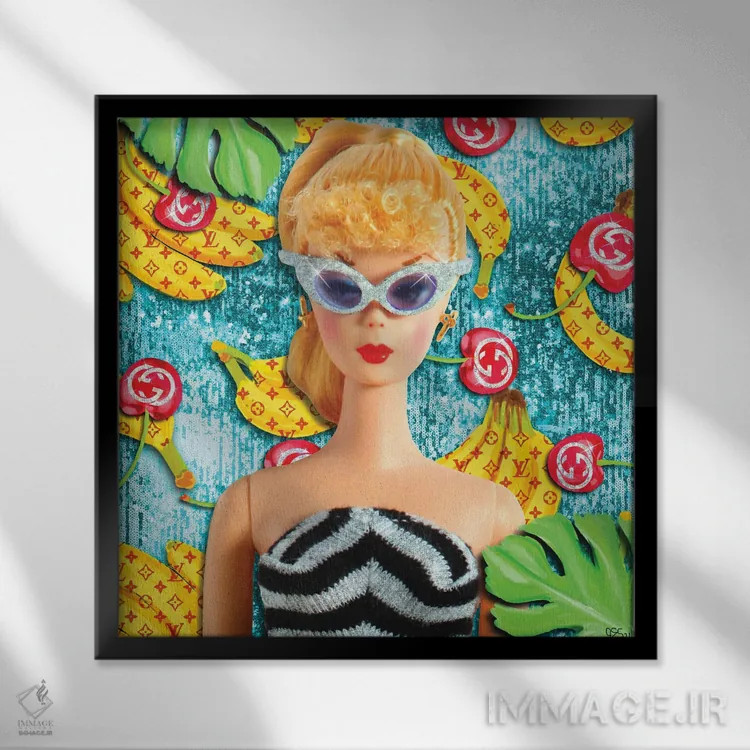 تابلو دکوراتیو باربی موزی ها اثر جسیکا استمپل - نمای قابدار مشکی