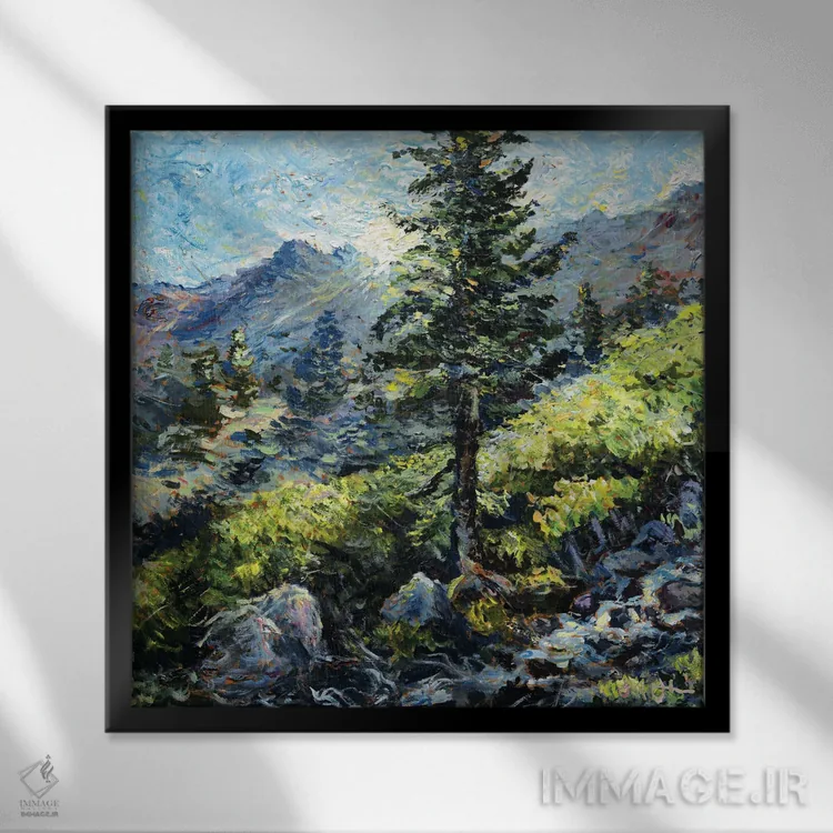 تابلو دکوراتیو کاسه کوه بالدری اثر جف جانسون - نمای قابدار مشکی