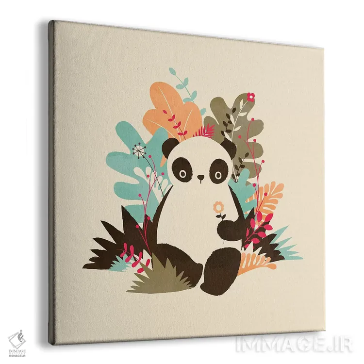 تابلو دکوراتیو پاندای گل دار اثر جی فلک - نمای پرسپکتیو محصول