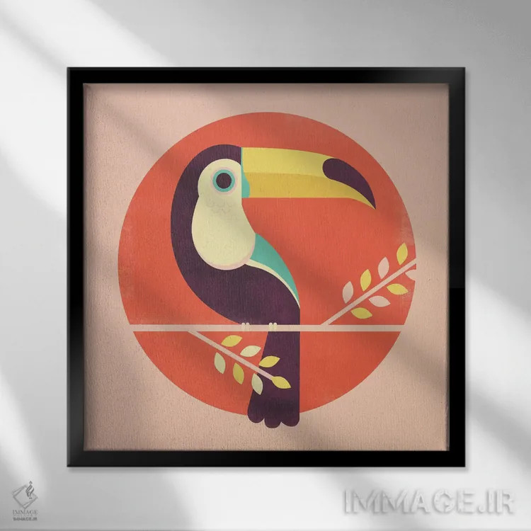 تابلو دکوراتیو توکان اثر جی فلک - نمای قابدار مشکی