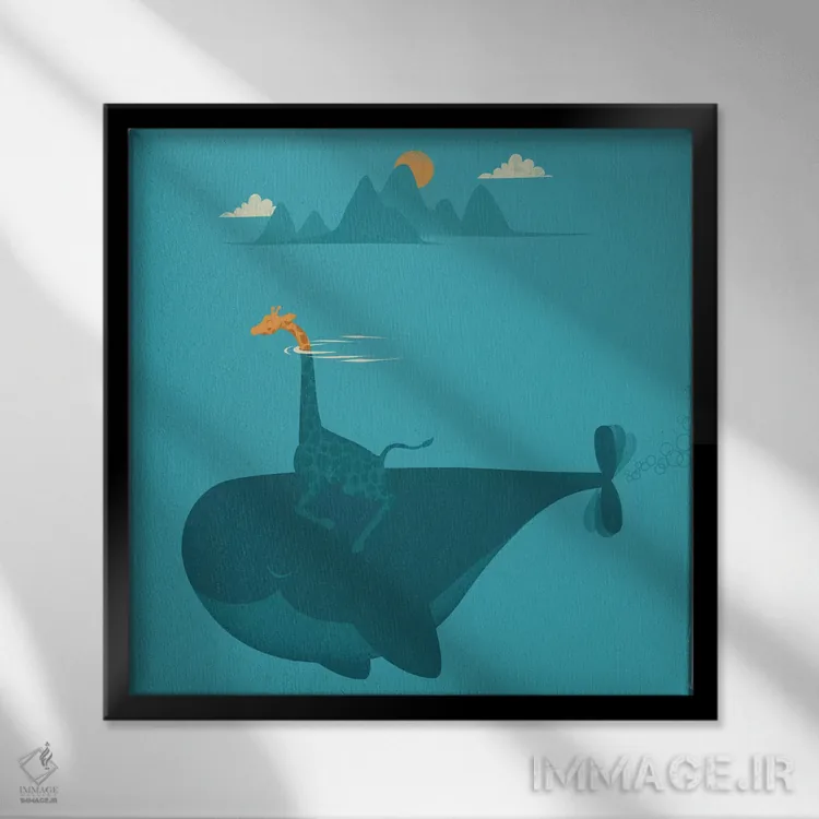 تابلو دکوراتیو زیردریایی طبیعت اثر جی فلک - نمای قابدار مشکی