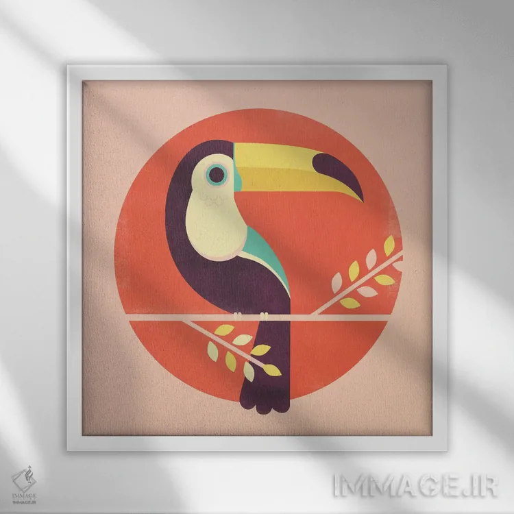 تابلو دکوراتیو توکان اثر جی فلک - نمای قابدار سفید