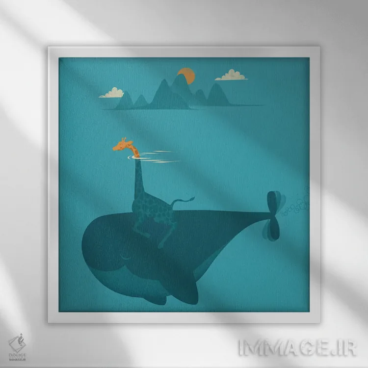 تابلو دکوراتیو زیردریایی طبیعت اثر جی فلک - نمای قابدار سفید