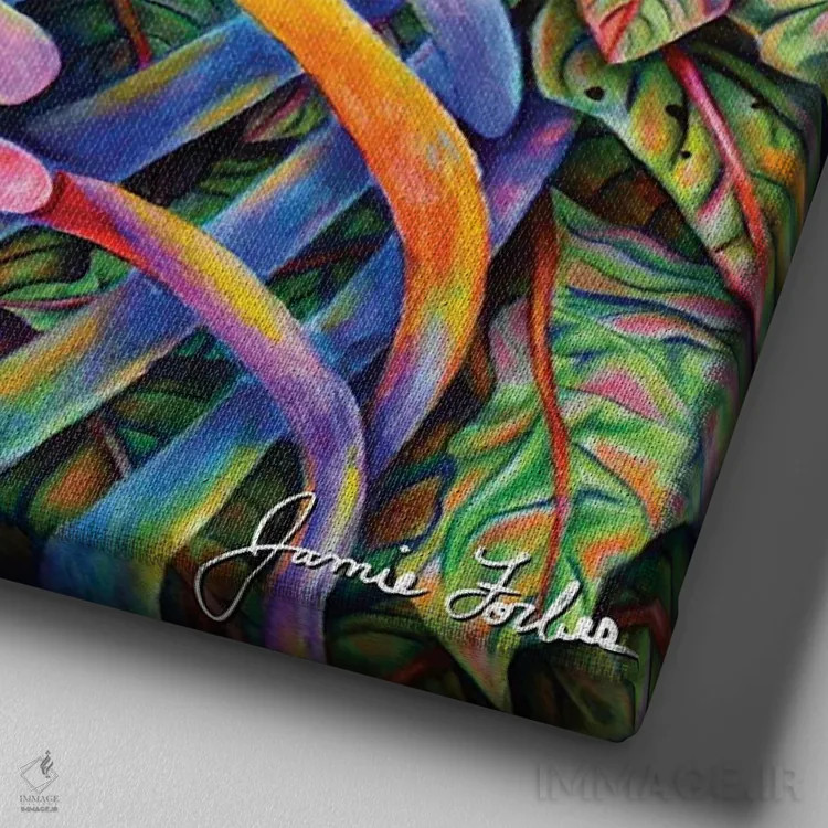 تابلو دکوراتیو مار اثر جیمی فوربز - نمای نزدیک بافت بوم