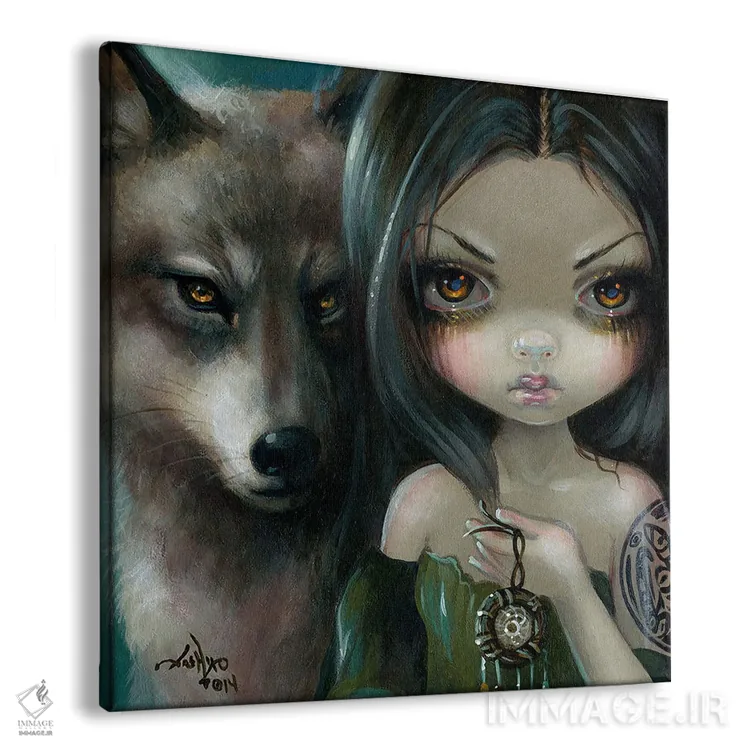 تابلو دکوراتیو چهره های پریان اثر جزمین بکت-گریفیت - نمای پرسپکتیو محصول