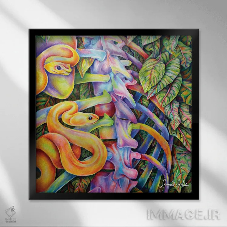 تابلو دکوراتیو مار اثر جیمی فوربز - نمای قابدار مشکی