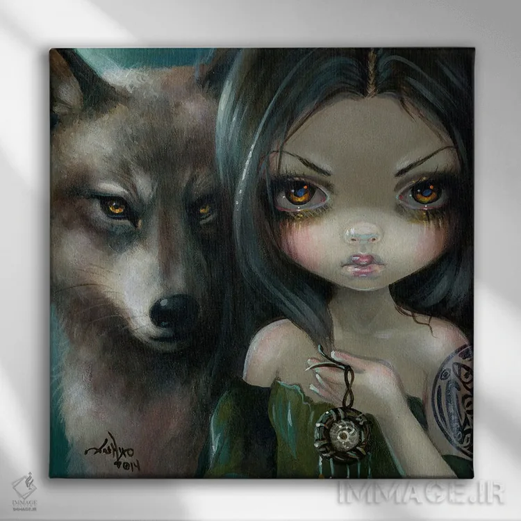 تابلو دکوراتیو چهره های پریان اثر جزمین بکت-گریفیت - نمای روبهرو روی دیوار