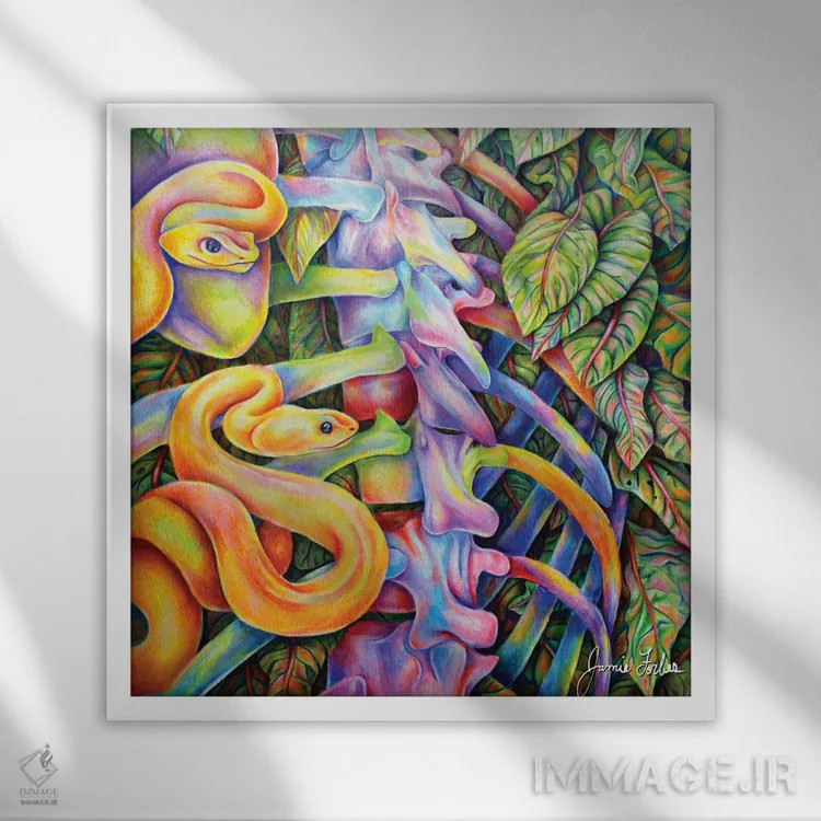 تابلو دکوراتیو مار اثر جیمی فوربز - نمای قابدار سفید