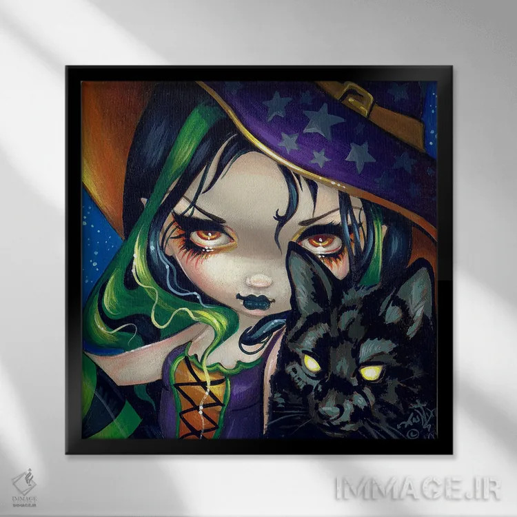 تابلو دکوراتیو چهره های پریان اثر جزمین بکت-گریفیت - نمای قابدار مشکی