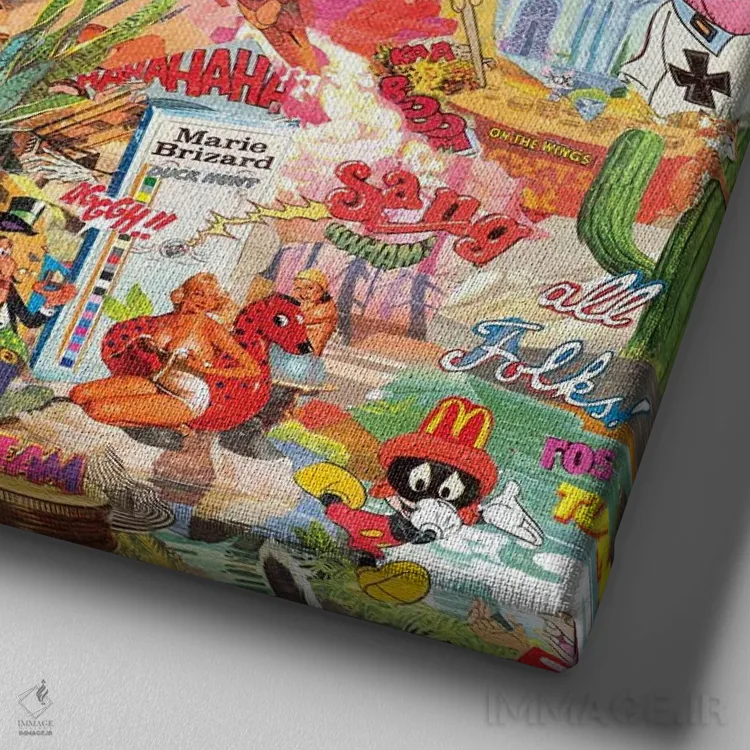 تابلو انتزاعی روح طلایی اثر جان گاربت - نمای نزدیک بافت بوم