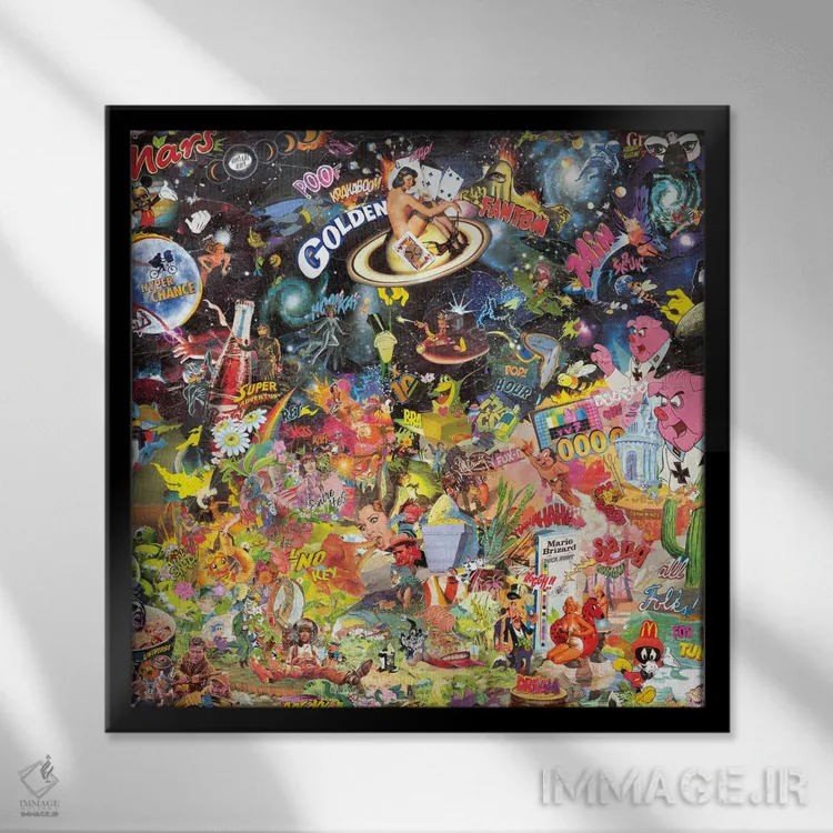 تابلو انتزاعی روح طلایی اثر جان گاربت - نمای قابدار مشکی