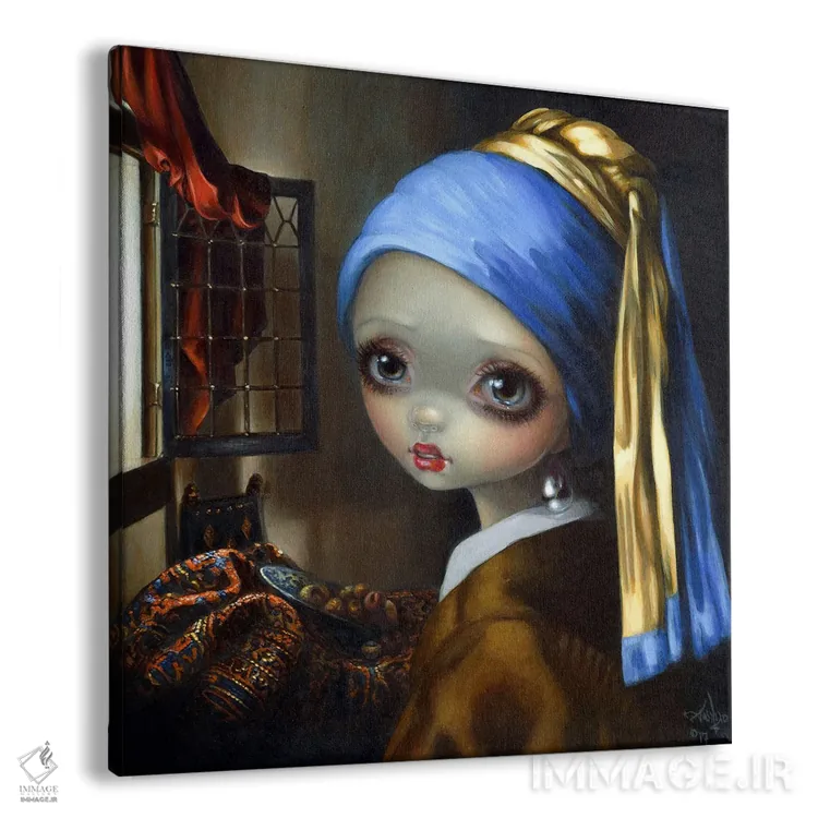 تابلو دکوراتیو دختر با گوشواره مروارید اثر جزمین بکت-گریفیت - نمای پرسپکتیو محصول