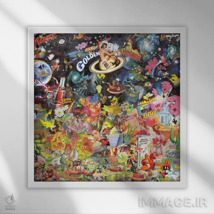 تابلو انتزاعی روح طلایی اثر جان گاربت - نمای قابدار سفید