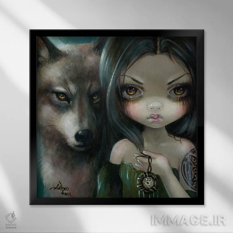 تابلو دکوراتیو چهره های پریان اثر جزمین بکت-گریفیت - نمای قابدار مشکی