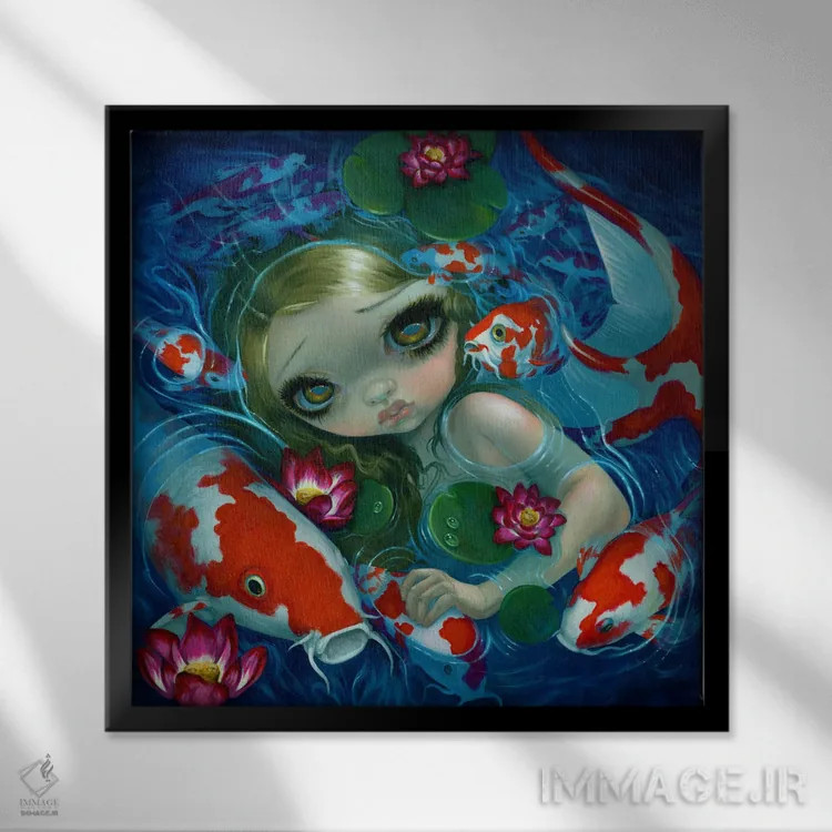 تابلو دکوراتیو شنا با کوی اثر جزمین بکت-گریفیت - نمای قابدار مشکی