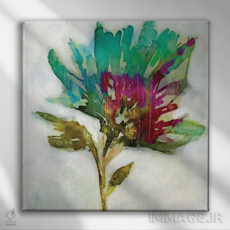 تابلو دکوراتیو پاشش فوشیا I اثر جنیفر گلدبرگر - نمای روبهرو روی دیوار