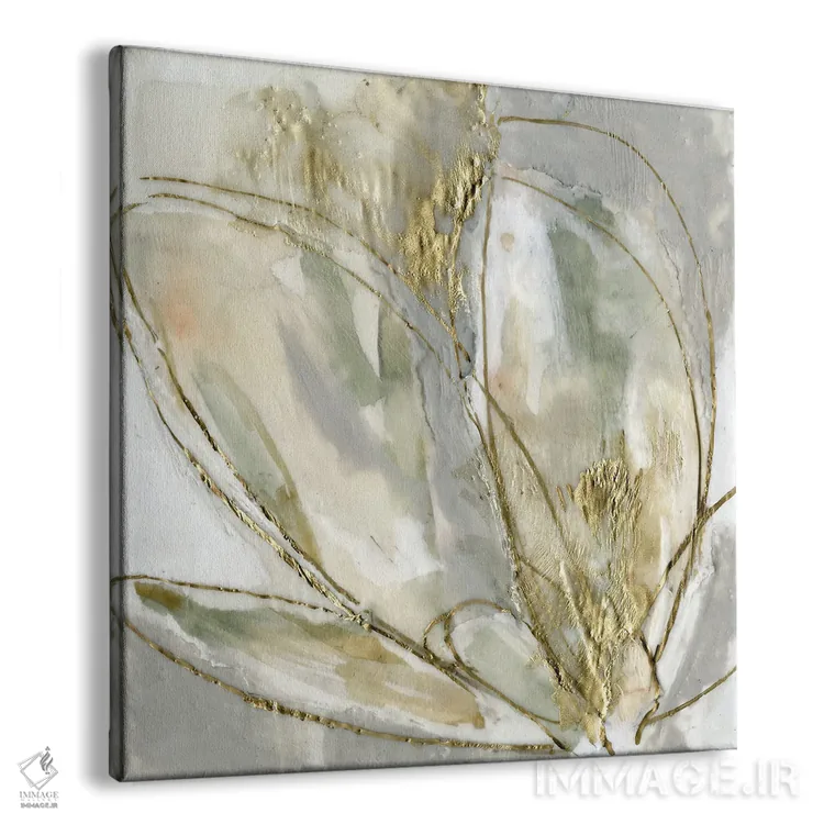 تابلو انتزاعی طلای شکوفا II اثر جنیفر گلدبرگر - نمای پرسپکتیو محصول