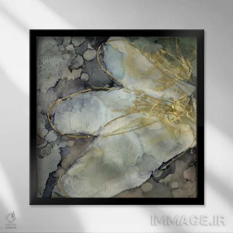 تابلو انتزاعی سوسن انتزاعی I اثر جنیفر گلدبرگر - نمای قابدار مشکی