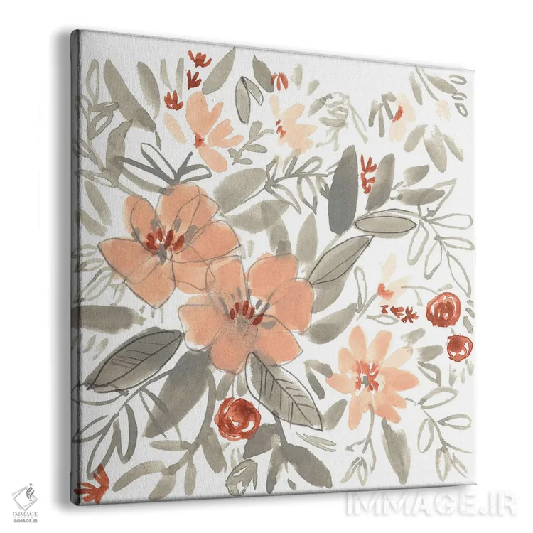 تابلو دکوراتیو شکوفه های هلو و زنگ زده I اثر جنیفر گلدبرگر - نمای پرسپکتیو محصول