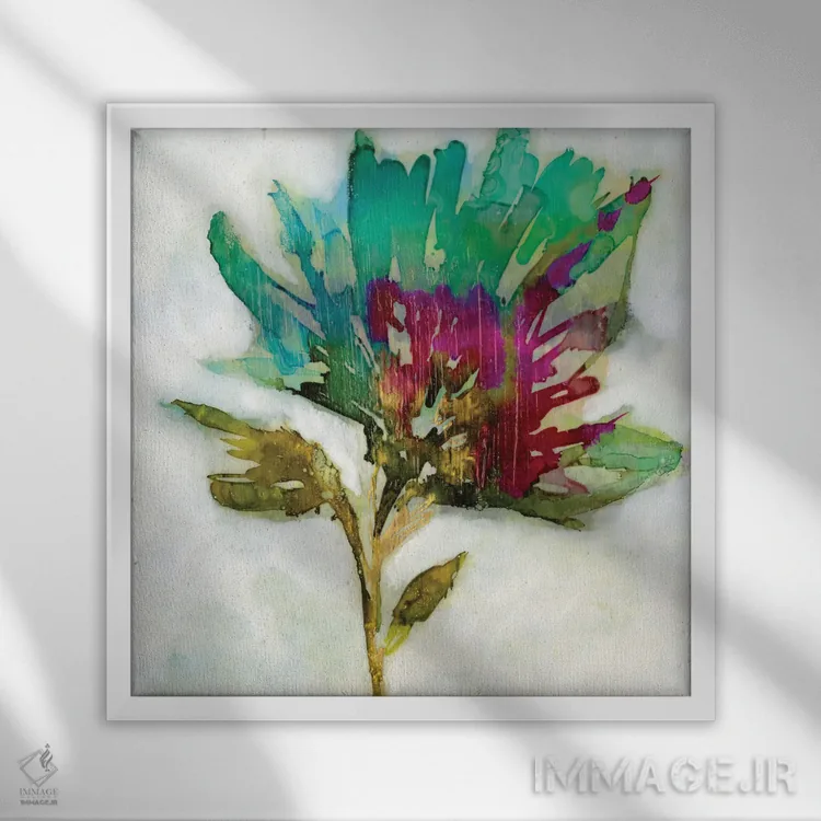 تابلو دکوراتیو پاشش فوشیا I اثر جنیفر گلدبرگر - نمای قابدار سفید