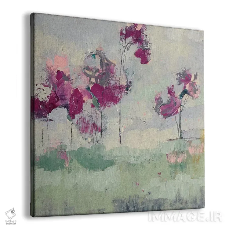 تابلو انتزاعی خط درختان فوشیا I اثر جنیفر گلدبرگر - نمای پرسپکتیو محصول