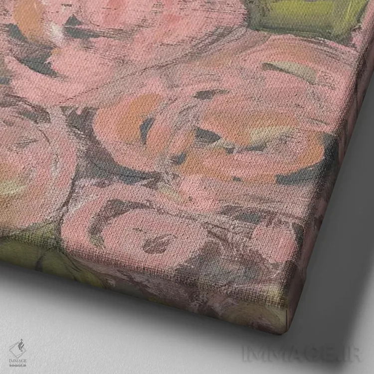 تابلو مدرن گل های صورتی ملایم II اثر جنیفر گلدبرگر - نمای نزدیک بافت بوم