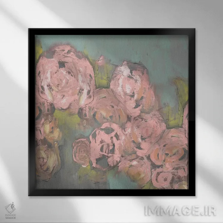 تابلو مدرن گل های صورتی ملایم II اثر جنیفر گلدبرگر - نمای قابدار مشکی