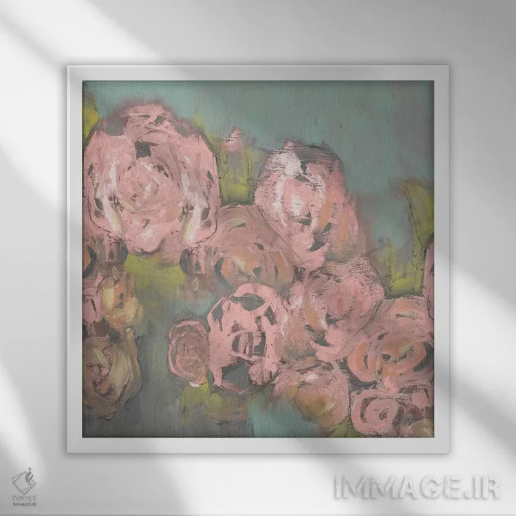 تابلو مدرن گل های صورتی ملایم II اثر جنیفر گلدبرگر - نمای قابدار سفید