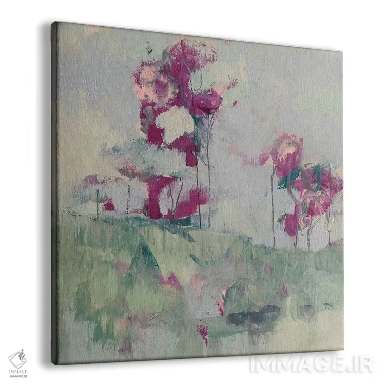 تابلو انتزاعی خط درختان فوشیا II اثر جنیفر گلدبرگر - نمای پرسپکتیو محصول