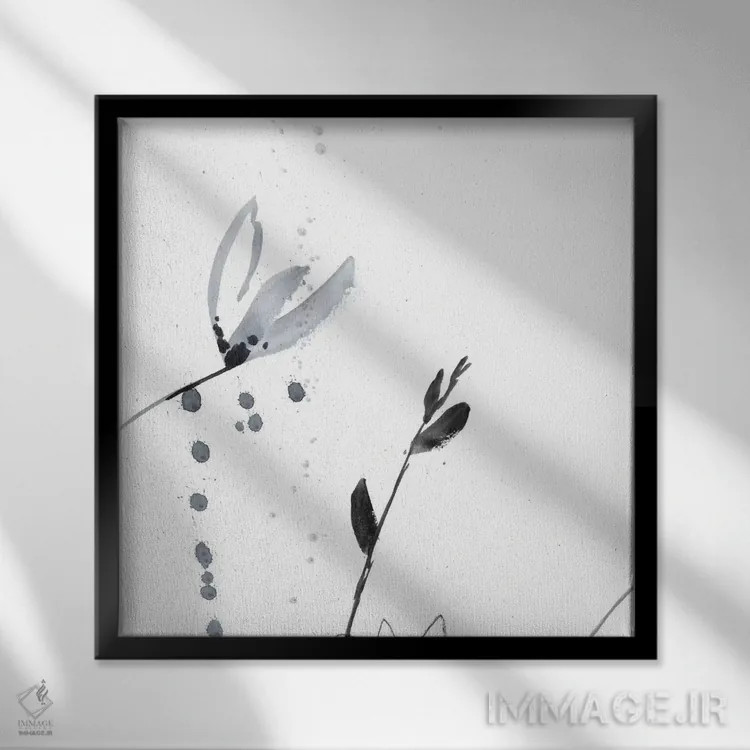 تابلو دکوراتیو پاشش گل های صورتی ملایم II اثر جنیفر گلدبرگر - نمای قابدار مشکی