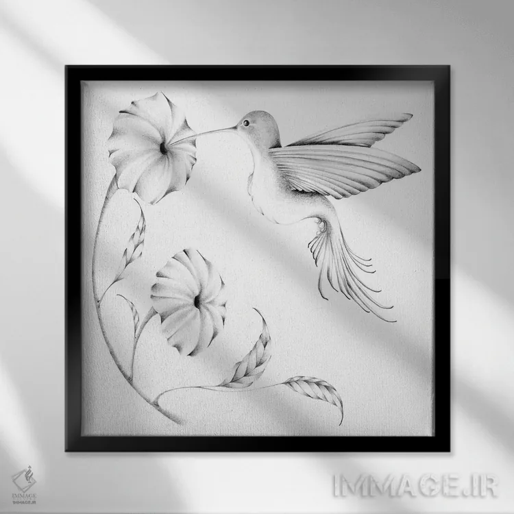 تابلو دکوراتیو مرغ مگس خوار II اثر جوانا هابر - نمای قابدار مشکی