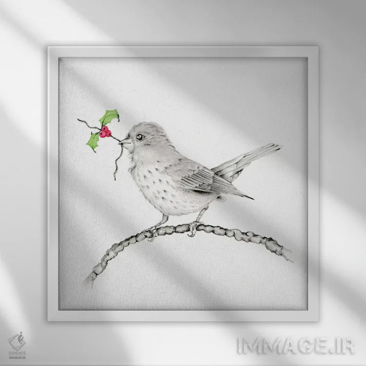 تابلو دکوراتیو توت مقدس اثر جوانا هابر - نمای قابدار سفید