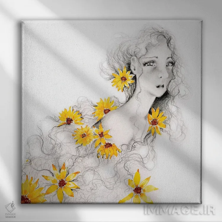 تابلو دکوراتیو گل دیواری اثر جوانا هابر - نمای روبهرو روی دیوار