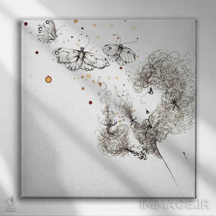 تابلو دکوراتیو بوسه های پروانه ای اثر جوانا هابر - نمای روبهرو روی دیوار