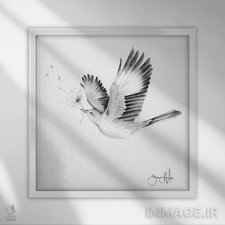 تابلو دکوراتیو بال هایت را باز کن و تحقق آرزوهایت را ببین اثر جوانا هابر - نمای قابدار سفید