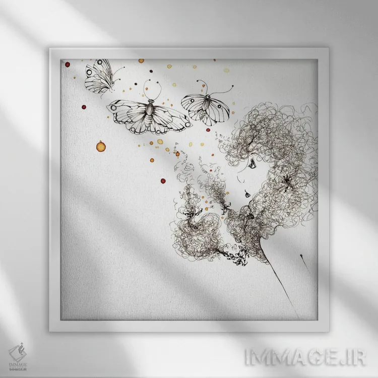 تابلو دکوراتیو بوسه های پروانه ای اثر جوانا هابر - نمای قابدار سفید