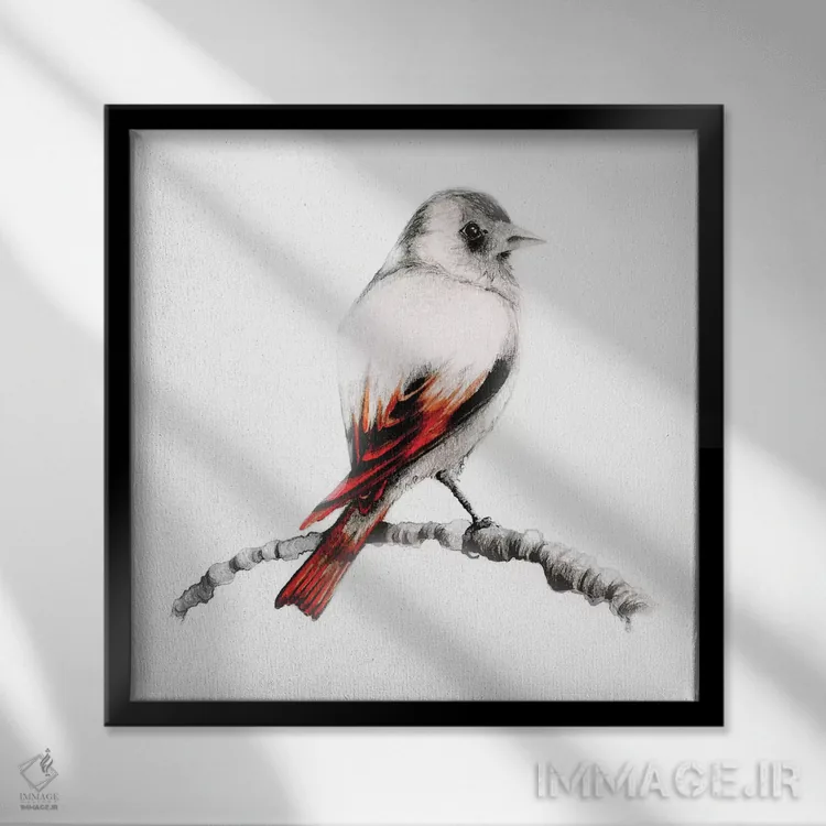 تابلو دکوراتیو پرنده قهوه ای اثر جوانا هابر - نمای قابدار مشکی