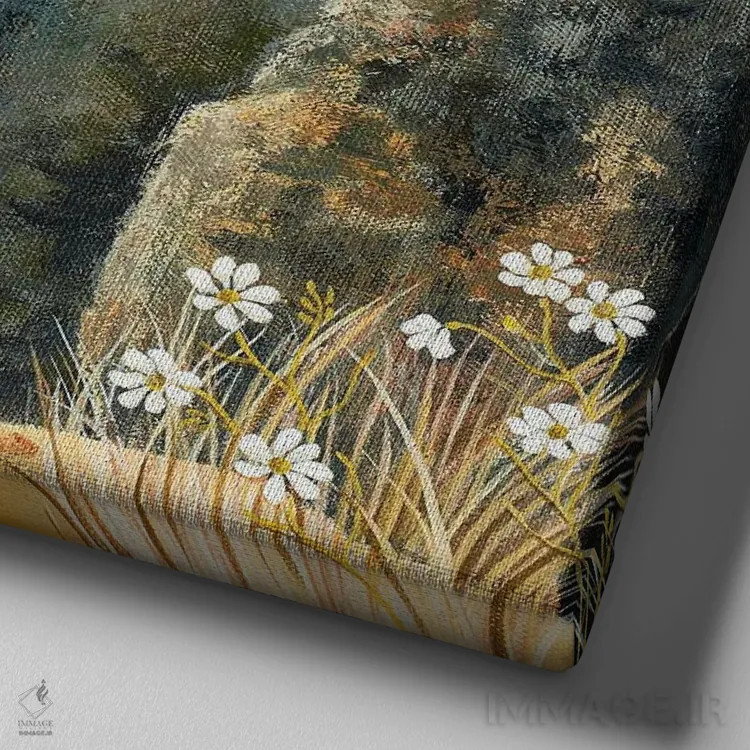 تابلو دکوراتیو رقص در غروب اثر یوهانا هیلدبرانت - نمای نزدیک بافت بوم