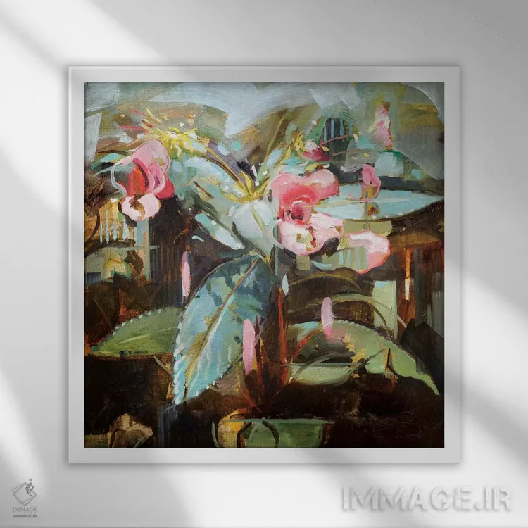 تابلو دکوراتیو گیاه گل زنگوله ای هیمالیایی اثر جانی مورانت - نمای قابدار سفید