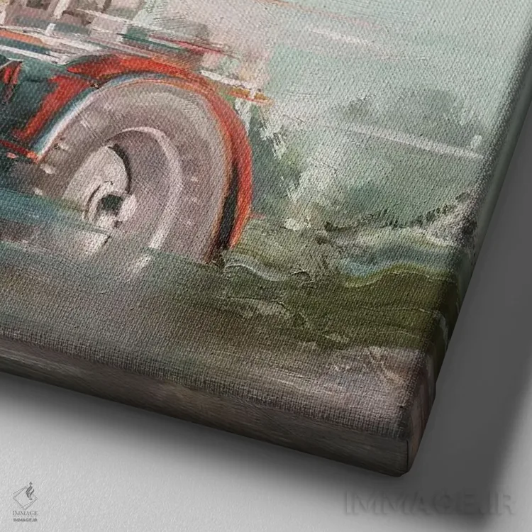 تابلو دکوراتیو خودروی ماه نورد اثر جانی مورانت - نمای نزدیک بافت بوم