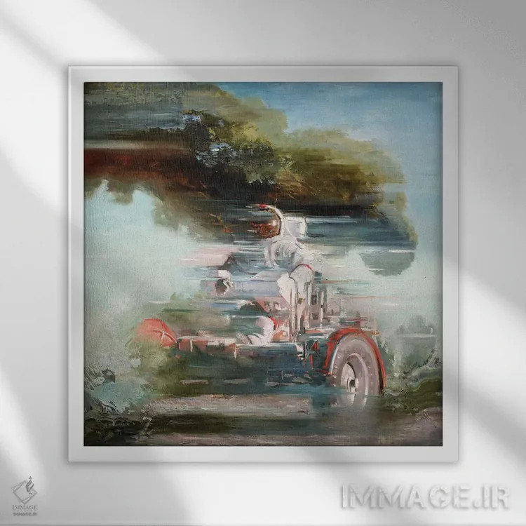 تابلو دکوراتیو خودروی ماه نورد اثر جانی مورانت - نمای قابدار سفید