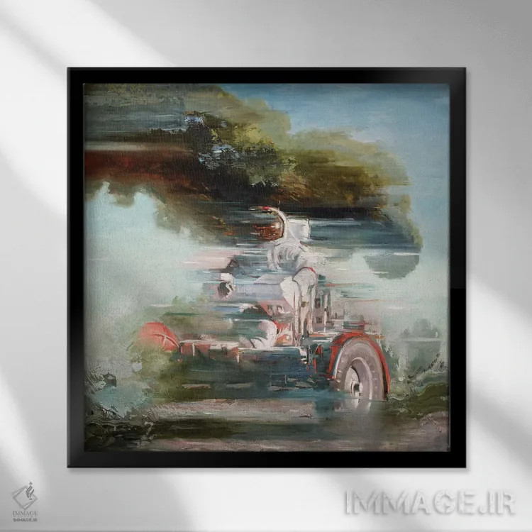 تابلو دکوراتیو خودروی ماه نورد اثر جانی مورانت - نمای قابدار مشکی