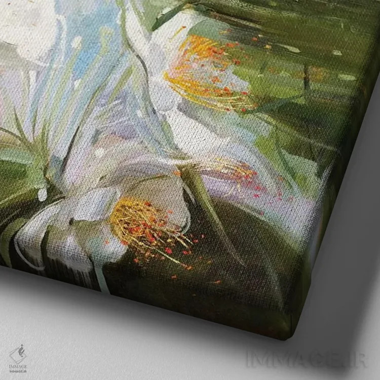 تابلو دکوراتیو رز چندگل اثر جانی مورانت - نمای نزدیک بافت بوم