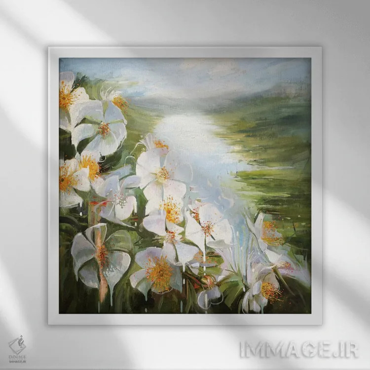 تابلو دکوراتیو رز چندگل اثر جانی مورانت - نمای قابدار سفید